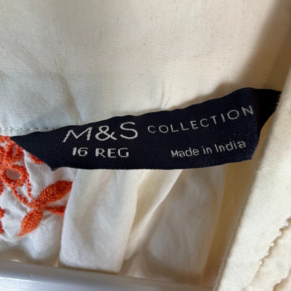 Marks & Spencer Cream Midi Dress with Orange Floral Print - Picture 3 of 5